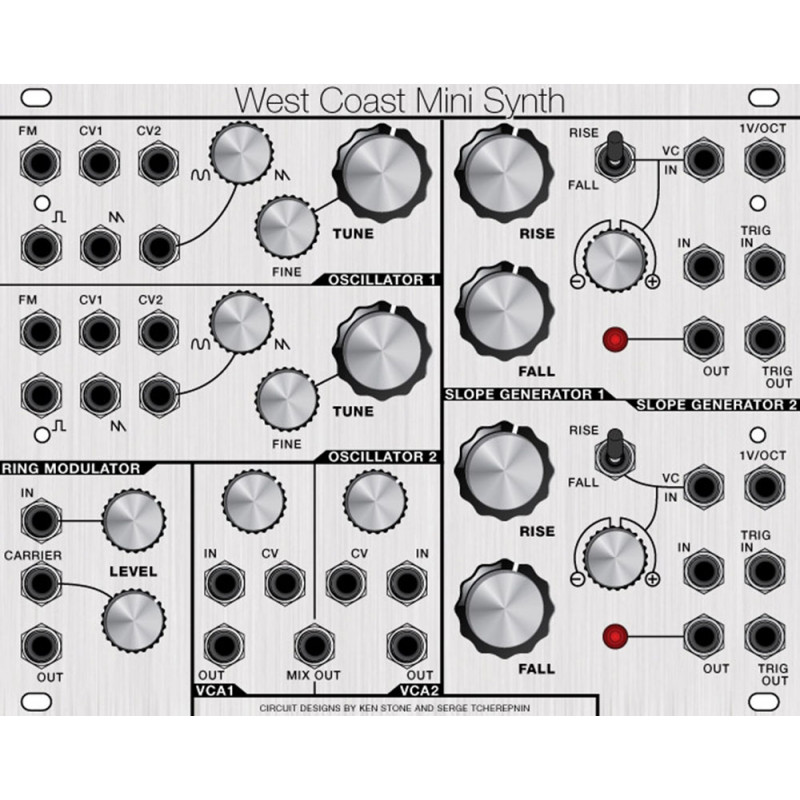 cgs west coast mini synth, panel, euro 32 hp (PANKSWCMSECLK32) by synthcube.com